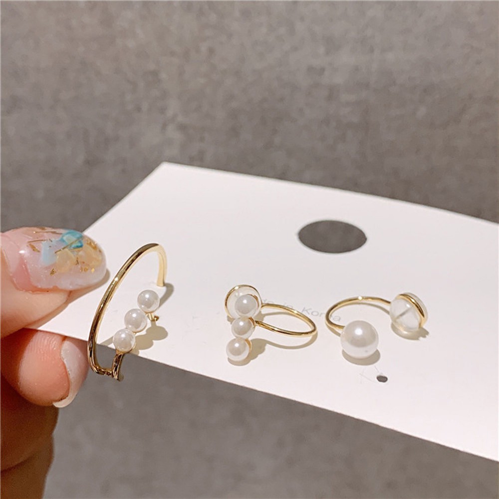 3 Pcs / Set Mutiara Retro Sederhana Earstuds Earclip Korea Fashion Perhiasan Aksesori Baru #261141322