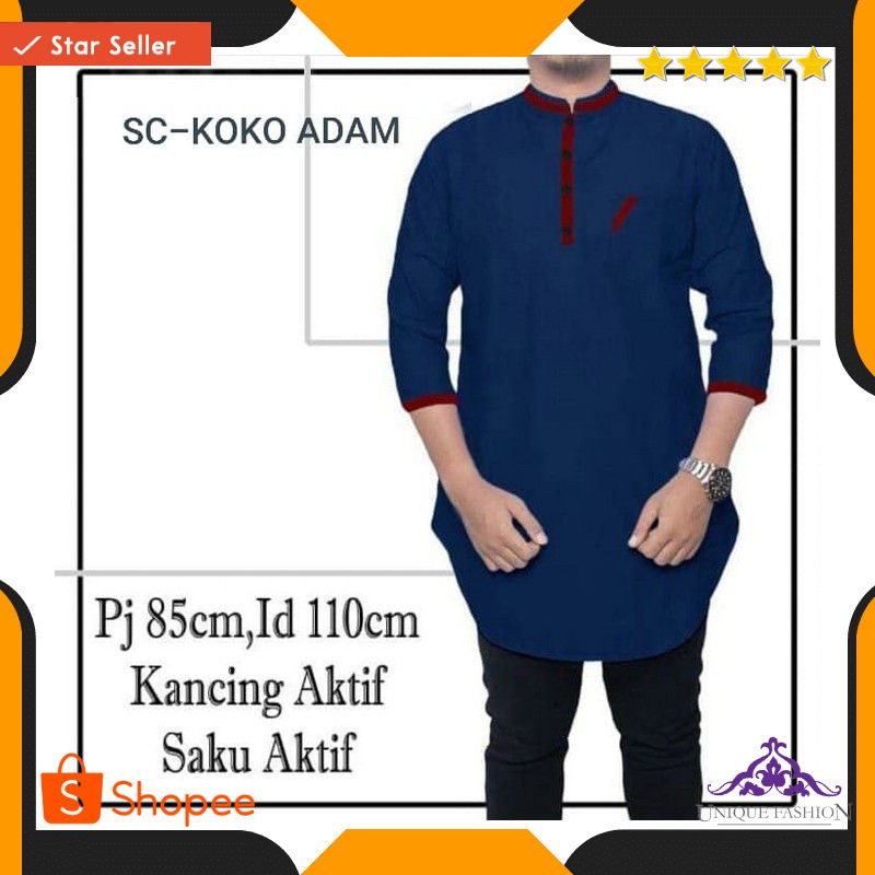 Koko Adam Navy Sc Baju Koko Pria Katun Navy