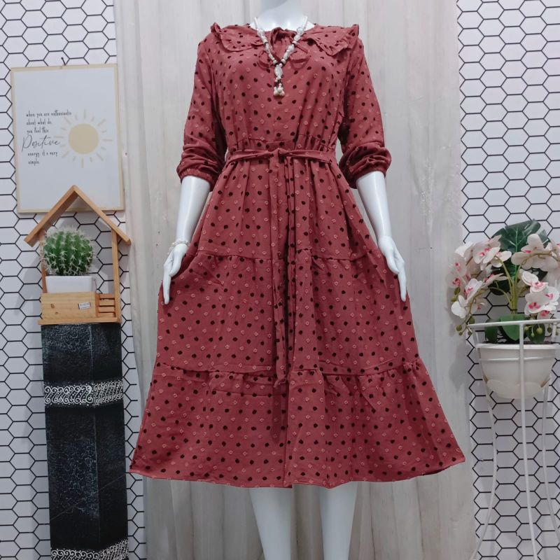 MIDI DRESS CRINKLE TWO TONE