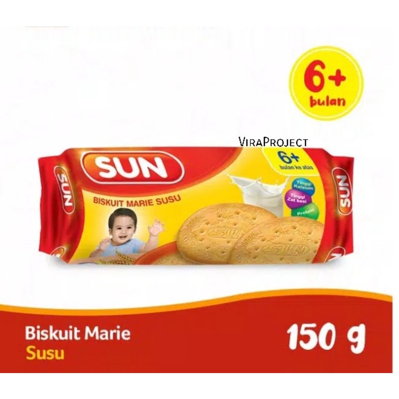 6+ SUN BISKUIT MARIE SUSU 150gr 80GRAM