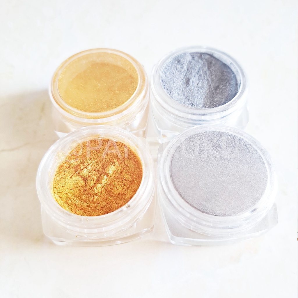 

EDIBLE LUSTER DUST gold/ silver HALAL/ lustre dust bubuk glitter dekorasi kue bisa dimakan untuk cake/ minuman 2 gram/ bronze/ gold antik/ old gold/ white pearl