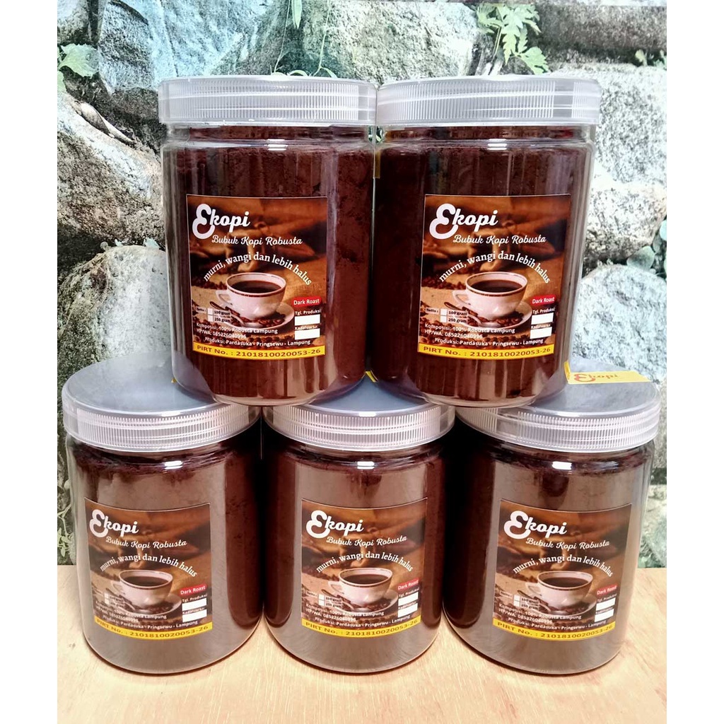 

Ekopi Dark Roast 250 gram Kemasan Toples, Bubuk Kopi Robusta Lampung