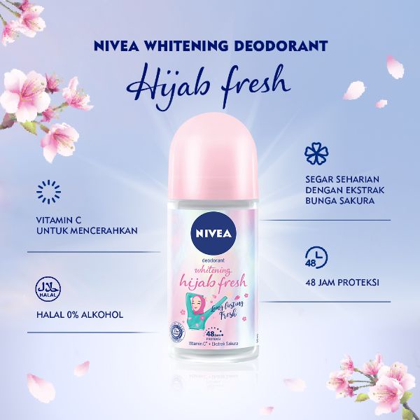 NIVEA Deodorant - Extra Whitening | Black White Invisible | Dry Comfort | Pearl Beauty | Hijab Fresh | Cool Kick | Hijab Soft | NIVEA MEN (Deodoran Roll On 25ml ,50ml)