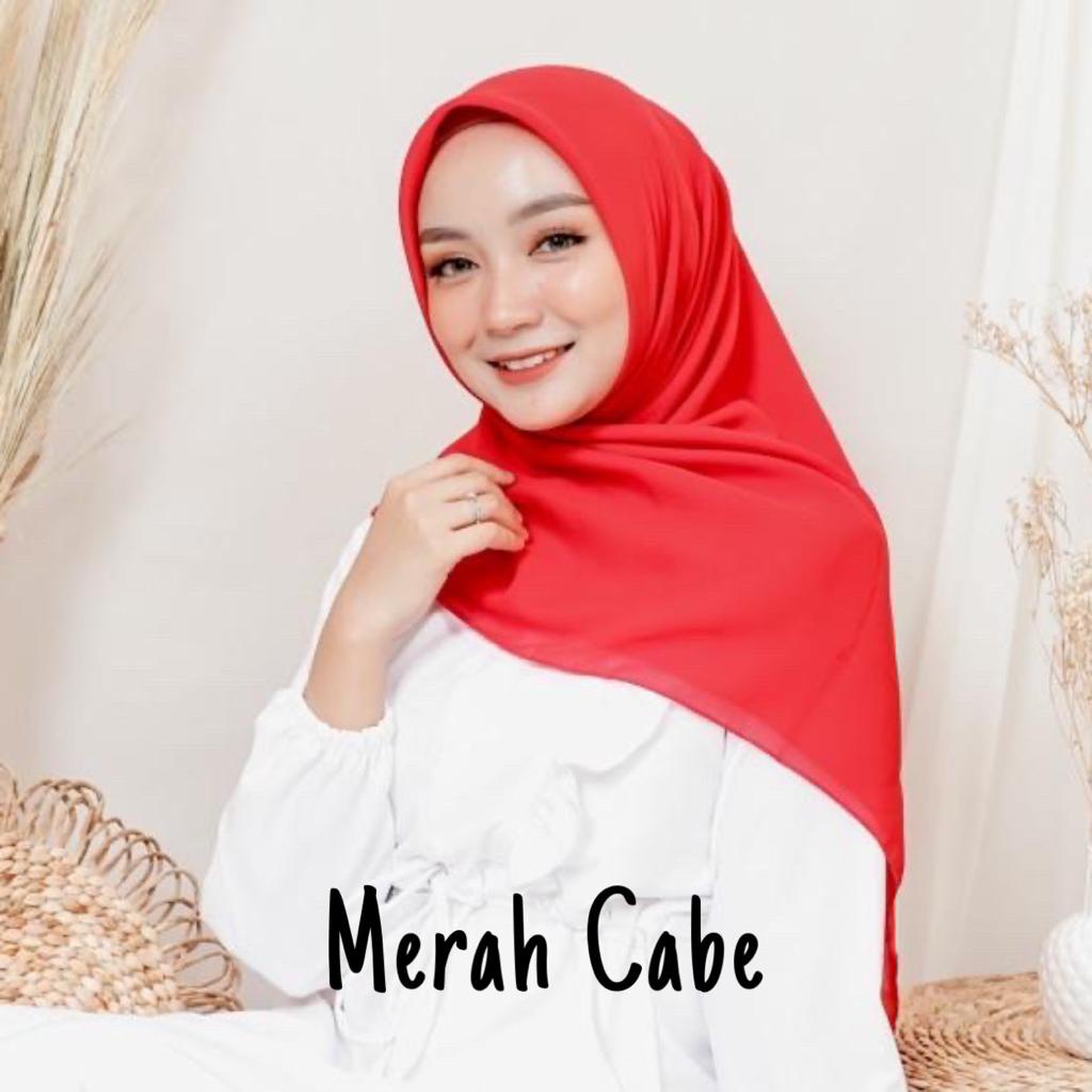 Hijab Segi Empat Bella Square Jilbab Maula Kerudung Bela Square Bahan Polycotton Premium Part 2-Bella Merah Cabe
