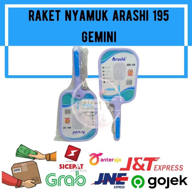RAKET NYAMUK CAS / CHARGE + SENTER / KABEL CAS ARASHI ARL 195 GEMINI , 192 CAPTAIN , 193 STRONG , 96
