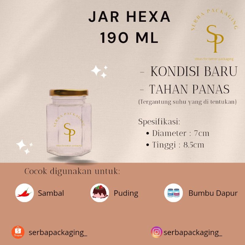 Toples Jar Kaca Hexagonal 190ml
