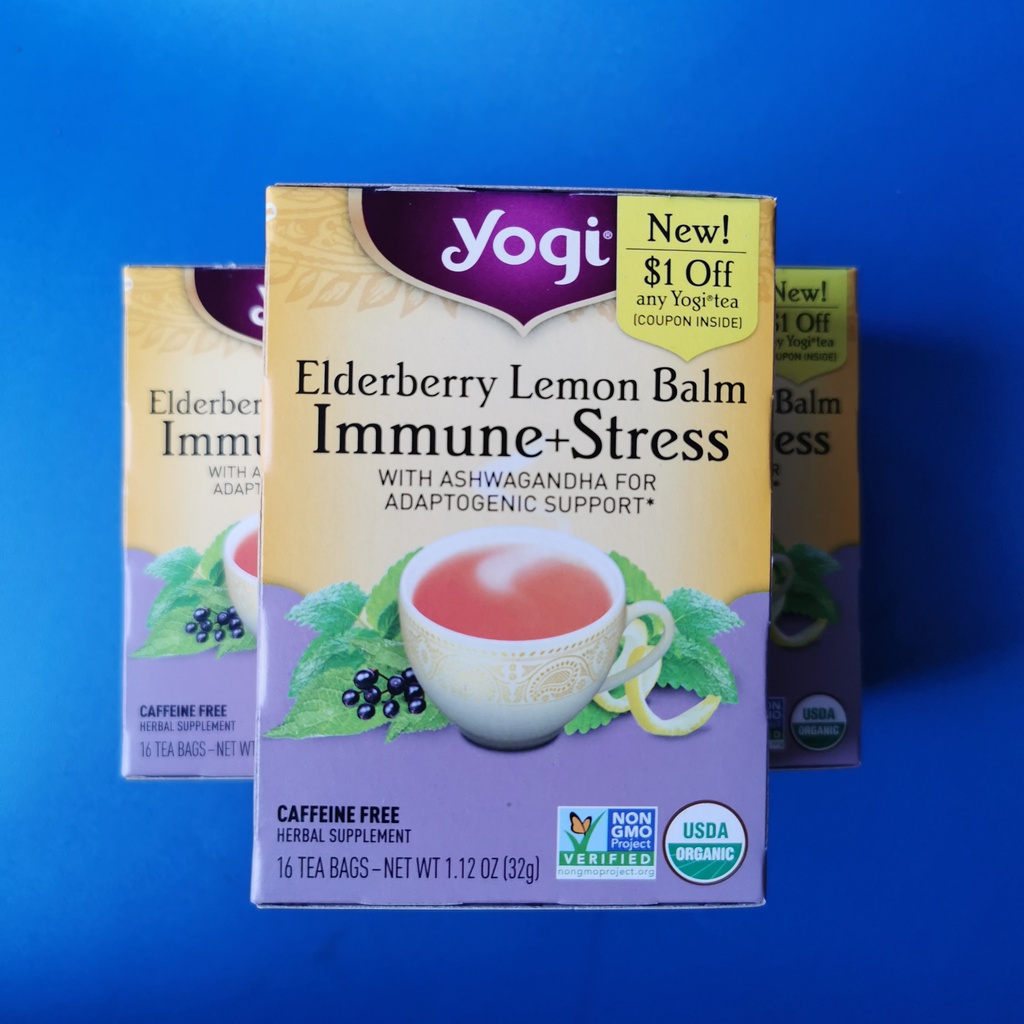 

Yogi Tea Elderbery Lemon Balm Immune + Stress | Isi 16 Bags Teh Lemon