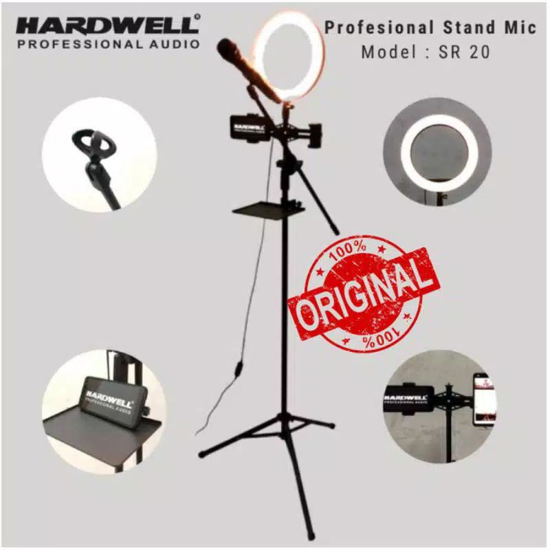 STAND MIC HARDWELL SR20/SR 20 STAND LAMPU LIVE STREAMING SELFIE