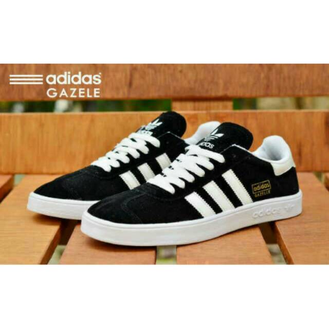 Sepatu Adidas Gazelle Black White Hitam Putih Sekolah Kerja Kuliah Kado Hadiah Pria Termurah Casual