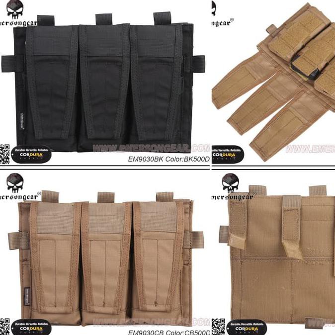 BARANG BARU Emerson Triple Magazine Pouch for AVS or JPC 2.0 BK atau CB
