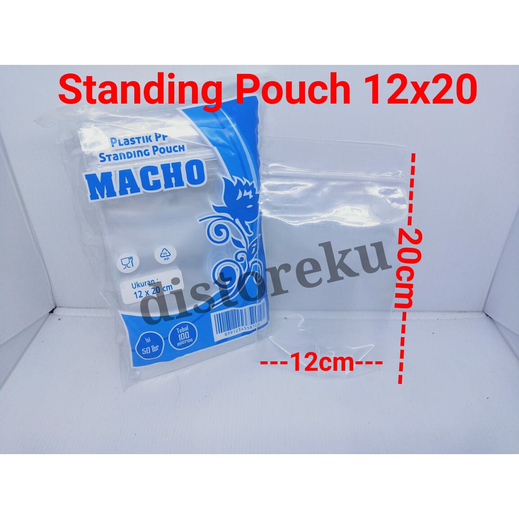 isi 50PCS plastik PP ziplock STANDING POUCH 12x20 PP SEGEL KLIP BENING BERDIRI