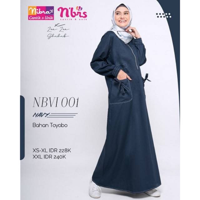 GAMIS NIBRAS NBVI 001/gamis dewasa/gamis nibras/gamis navy/gamis jumbo