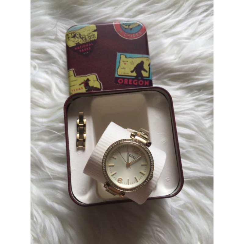 Preloved Fossil ES3226 Georgia Rose Gold with tin box