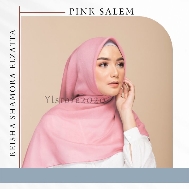 Hijab Segi Empat Warna Pink Salem Khaki Scarf Polos Elzatta