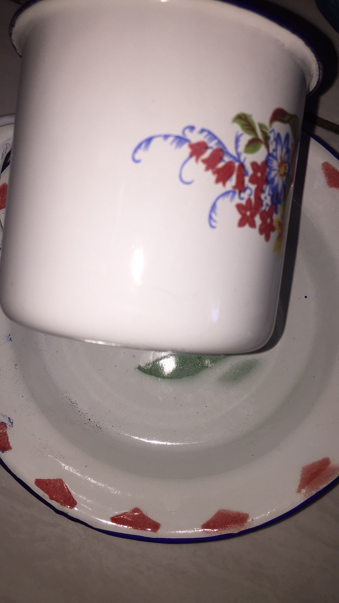 Cangkir Enamel Bunga 7 Cm/cangkir Seng Kaleng Jadul/blirik Blurik/gelas Souvernir *bunga*