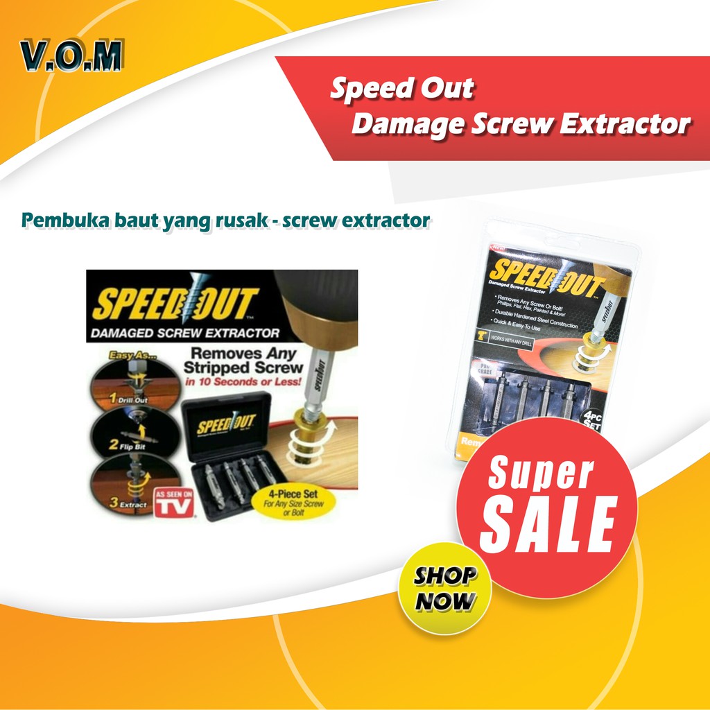 Speed Out Damage Screw Extractor-Pembuka Baut Yang Rusak - 0327