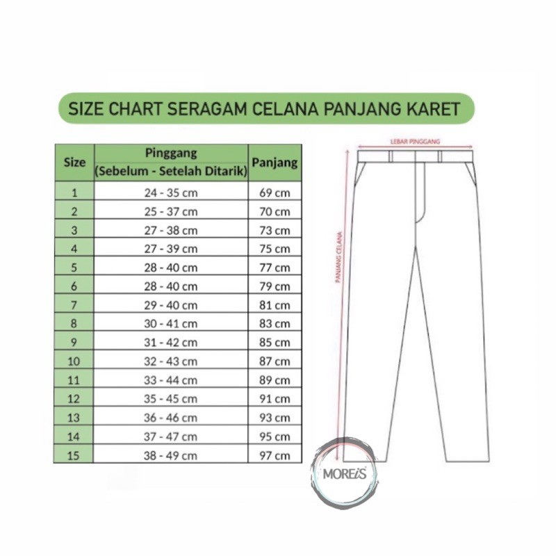 Celana SD Panjang Karet Putih