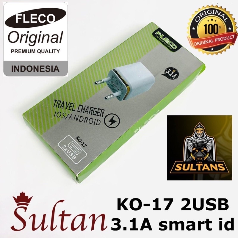 PROMO BATOK CHARGER FLECO KO17 2USB packing