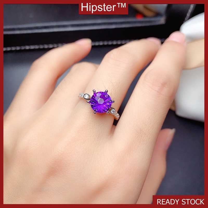 Luxury Fashion Amethyst Moissanite Ring