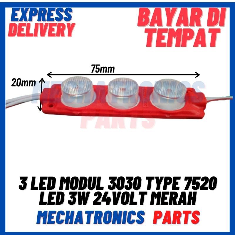 [DSP-9112] 3 LED MODUL 3030 TYPE 7520 LED 3 MATA 3 WATT 24 VOLT MERAH