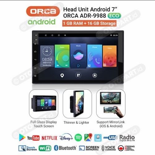 Head Unit Android ORCA ADR 9988 RAM 1GB ROM16GB 7 Inch UNIVERSAL