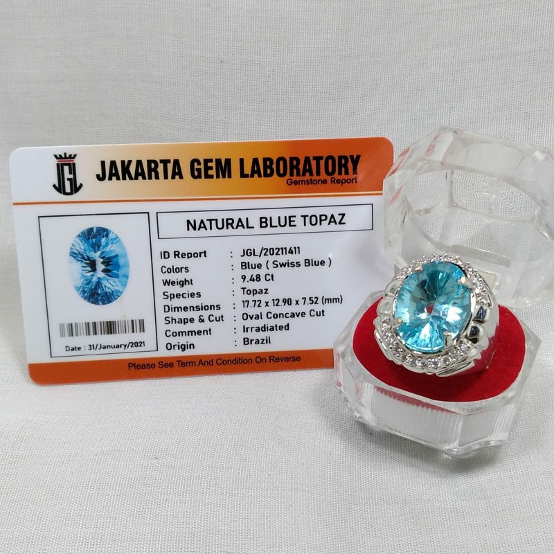 TERLARIS batu blue topaz asli natural bersertifikat siap pakai