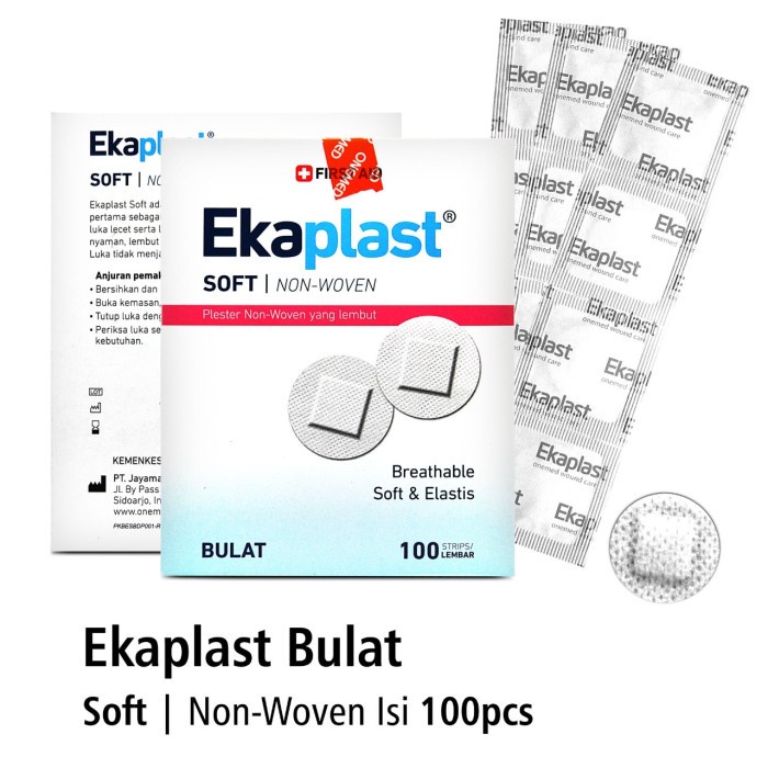 Plester Soft Bulat Non Woven Ekaplast OneMed Box isi 100 Strip OJB