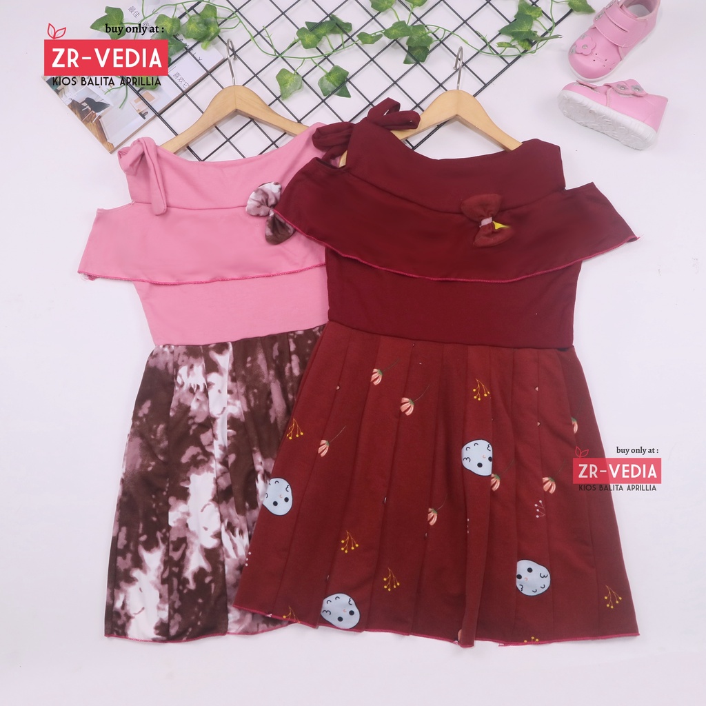 Dress Rachel uk 4-5 Tahun / Baju Dres Anak Perempuan Model Polos Motif Gaun Pesta Export Quality