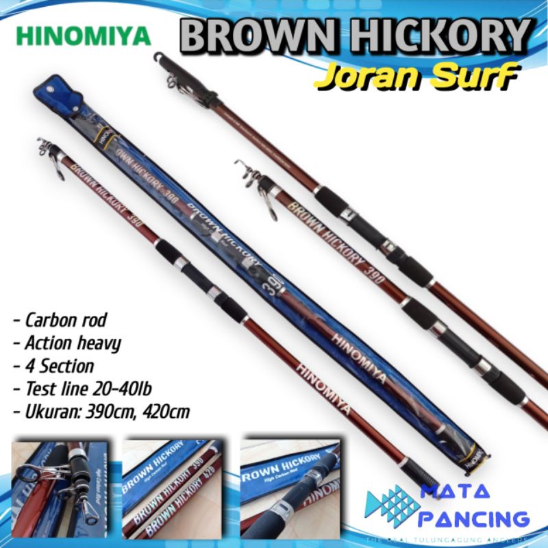 Joran surf hinomiya brown hickory 390 420 telescopic carbon rod