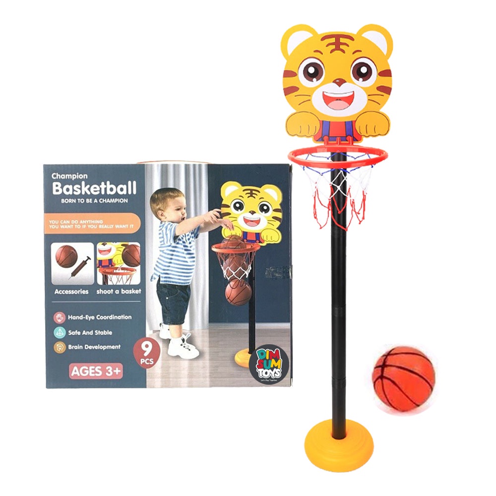 MAINAN RING BASKET ANAK KARAKTER ANIMAL SET BOLA BASKET