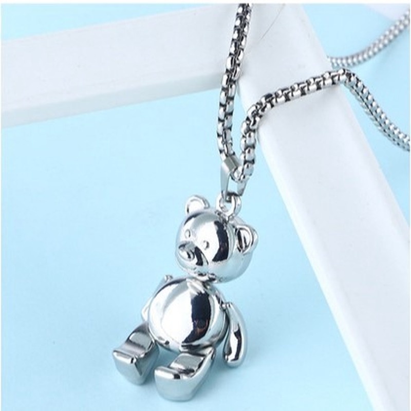 Trendy Hip Hop European and American Street Bear Pendant Soil Cool Jumping Di Accessories Necklace  210818