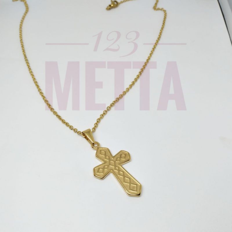 kalung salib wanita titanium anti karat
