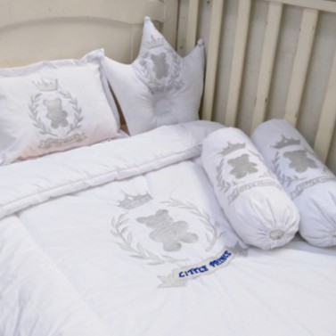 PO Bordir - Preorder bordir Baby Bed Set Bedcover Selimut Bantal Cover Crown Bedset Akachan Tidur bb