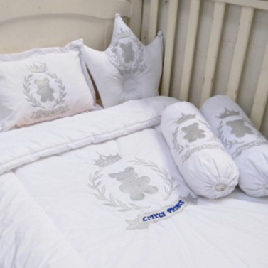PO Bordir - Preorder bordir Baby Bed Set Bedcover Selimut Bantal Cover Crown Bedset Akachan Tidur bb