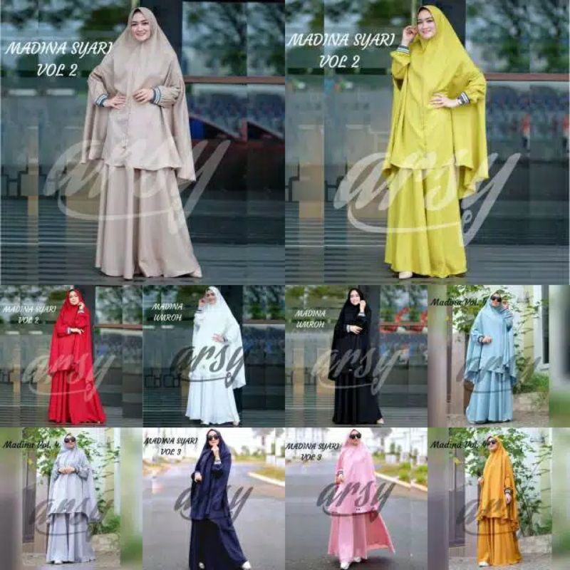 Madina by arsy gamis syari haji umroh putih hitam