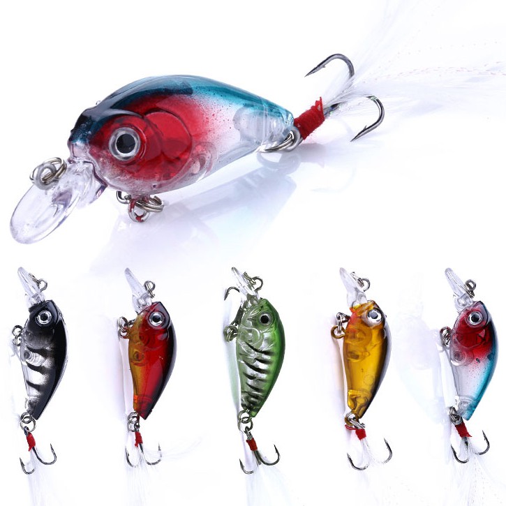 HENGJIA 20pcs 4.5cm/4g small 3d eye fishing lure crankbait umpan pancing swimbait ikan bass bait