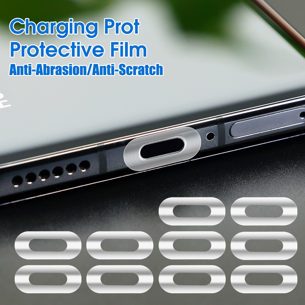 10pcs Stiker Film Pelindung Port Charging Universal Anti Gores Warna Matte Untuk Smartphone
