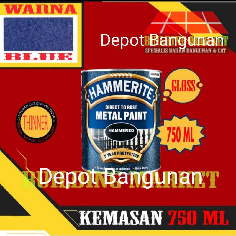 

Cat Besi Hammered Metal Paint Dulux Hammerite Hammered Blue 750 ML