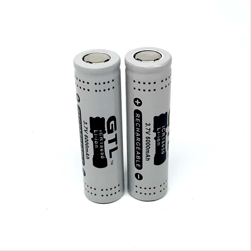 Battery Rechargeable Lithium 18650 Li-ION 3.7V - 6000mAh Paket 2pcs Warna Gray