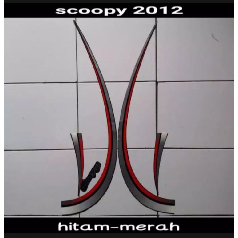 STICKER STRIPING FULL SET LIS BODY MOTOR SCOOPY KARBU TAHUN 2012 2013 WARNA HITAM MERAH