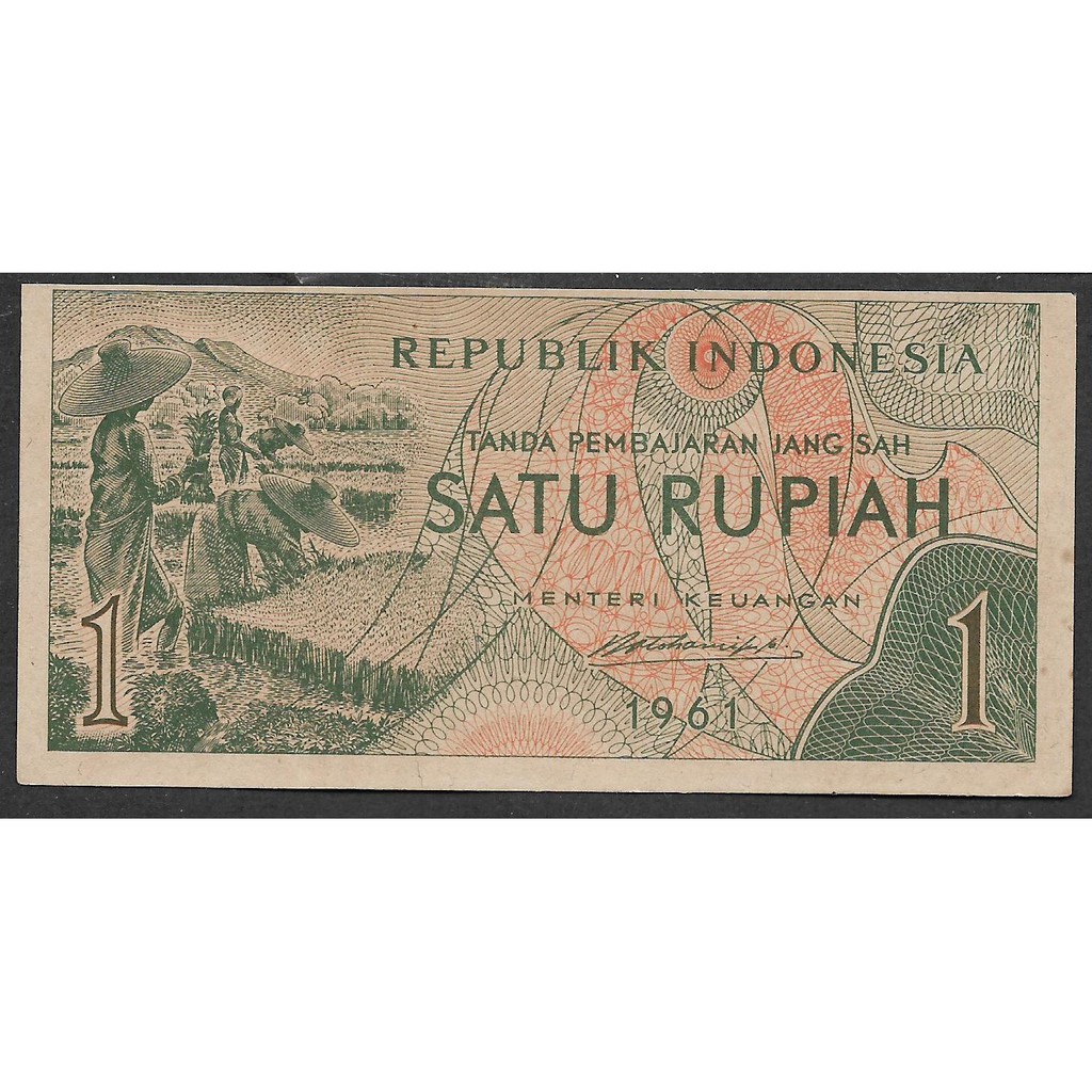  Uang  Kertas  Indonesia 1  Rupiah  1961 XF Baru Shopee Indonesia