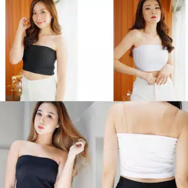 kemben bra tank top tanpa tali daleman wanita atasan wanita kaos - Hitam -promo/diskon