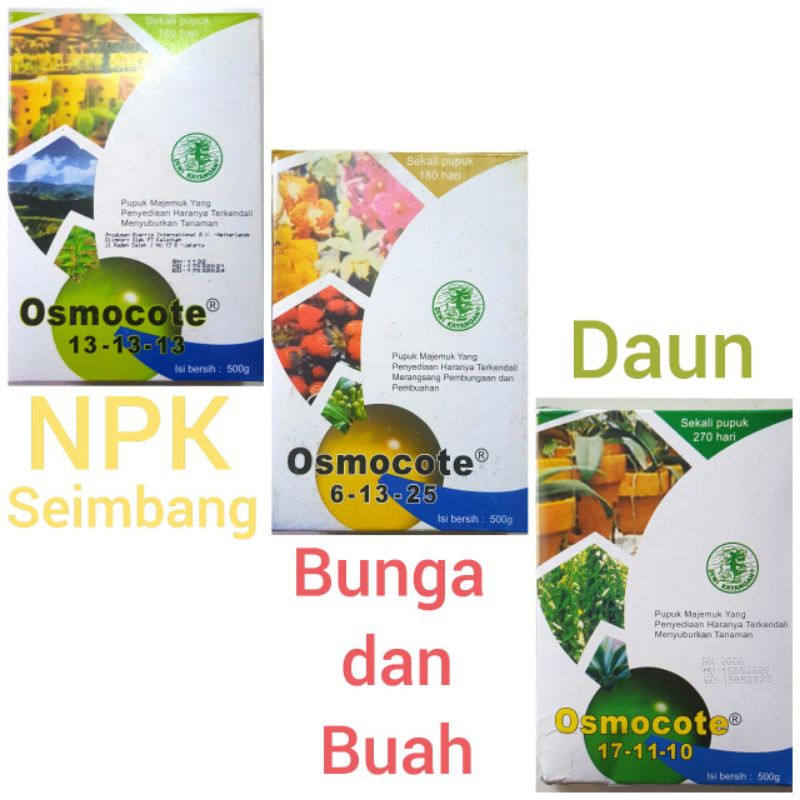 Pupuk Osmocote 13-13-13 NPK Seimbang / 6-13-25 Bunga Buah / 17-11-10 Daun