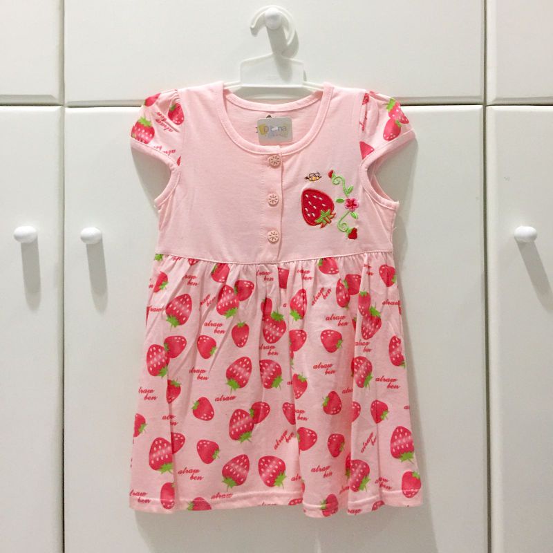 DRESS KAOS ANAK PINK STRAWBERRY
