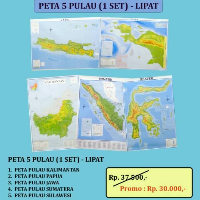 PETA 5 PULAU - LIPAT (1 set 5 buah Peta)