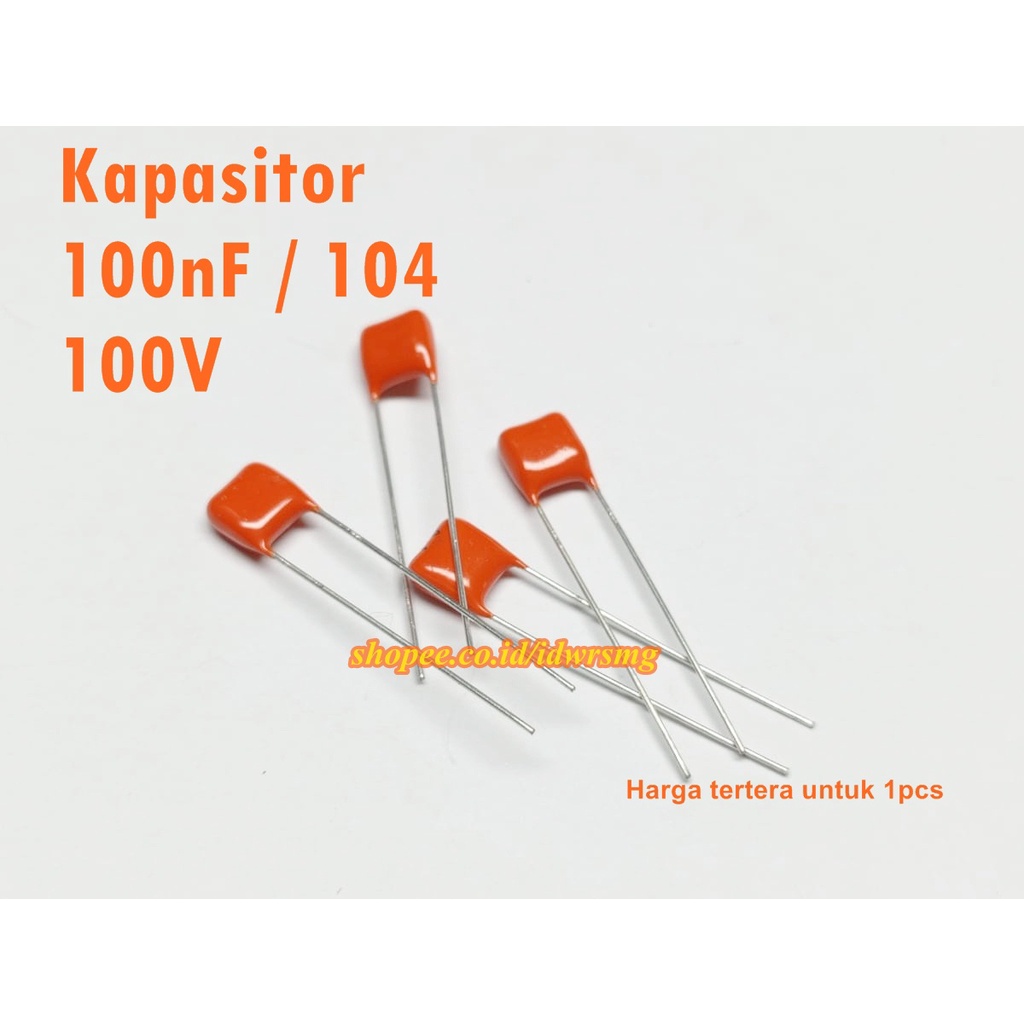 Kapasitor Metallized Polyester Film Capacitor 100nF 100V 104 100 Kode 0.1 k 100