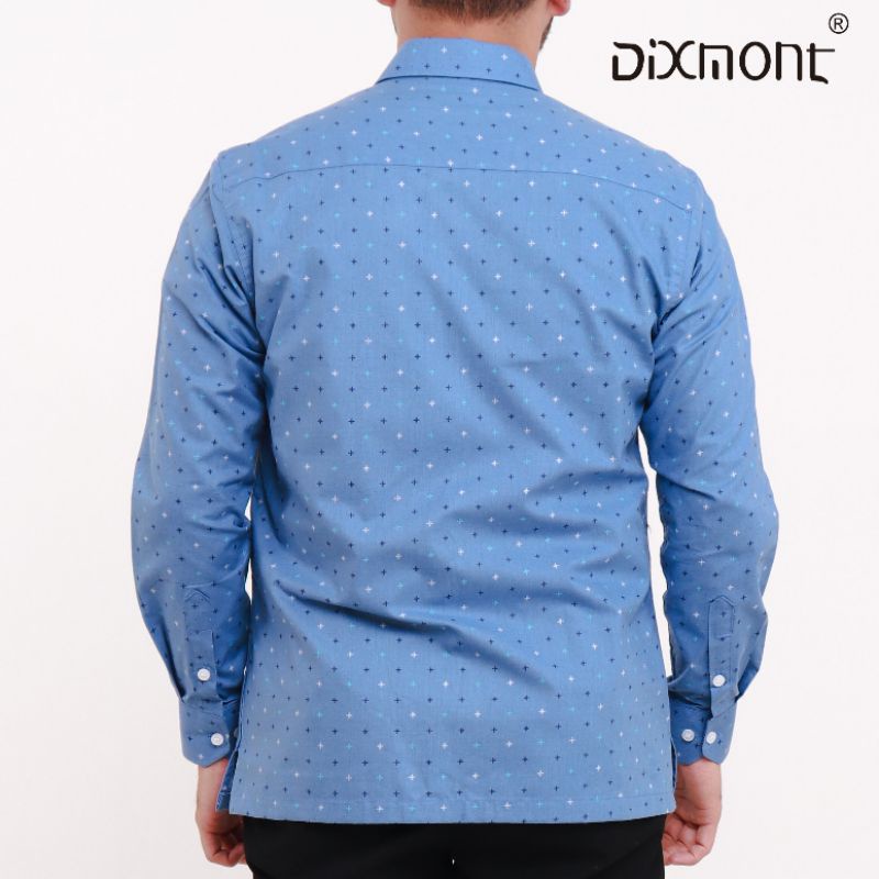 Dixmont Kemeja Pria Basic Formal Motif Lengan Panjang Hem ML01521