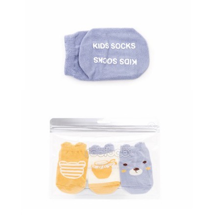 A44 (Satu set 3 pasang) Kaos kaki anak / kaos kaki bayi import dengan nonslip asimetris import