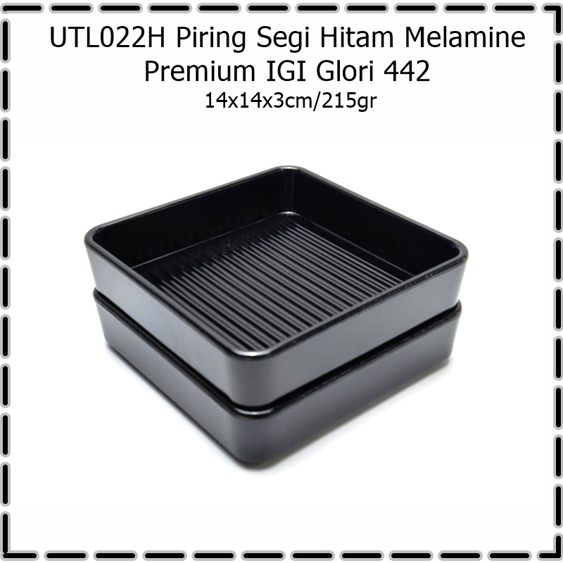 UTL022H Piring Saji/Piring Buah Segi Hitam Melamine Premium IGI Glori