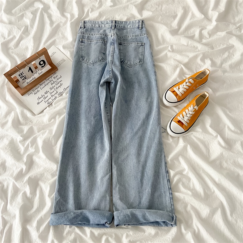 jeans high waist robek celana kekinian\ longgar denim Import \ high waist  jeans wanita sobek